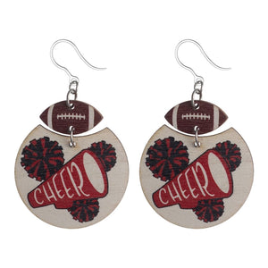Wooden Cheer Earrings (Dangles) - red
