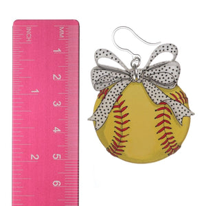 Polka Dot Bow Softball Earrings (Dangles) - size
