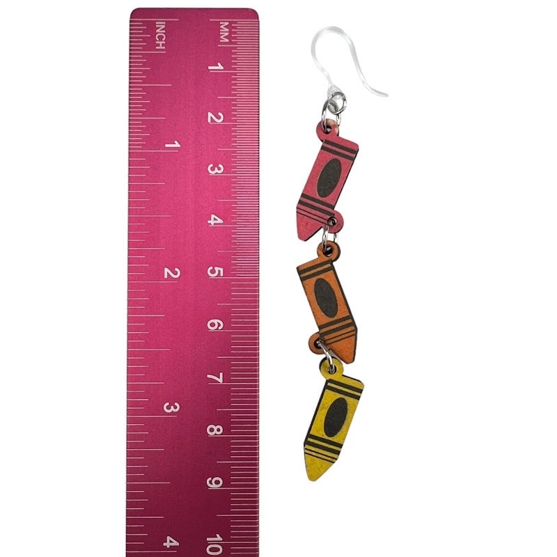 Colorful Crayon Earrings (Dangles) - size