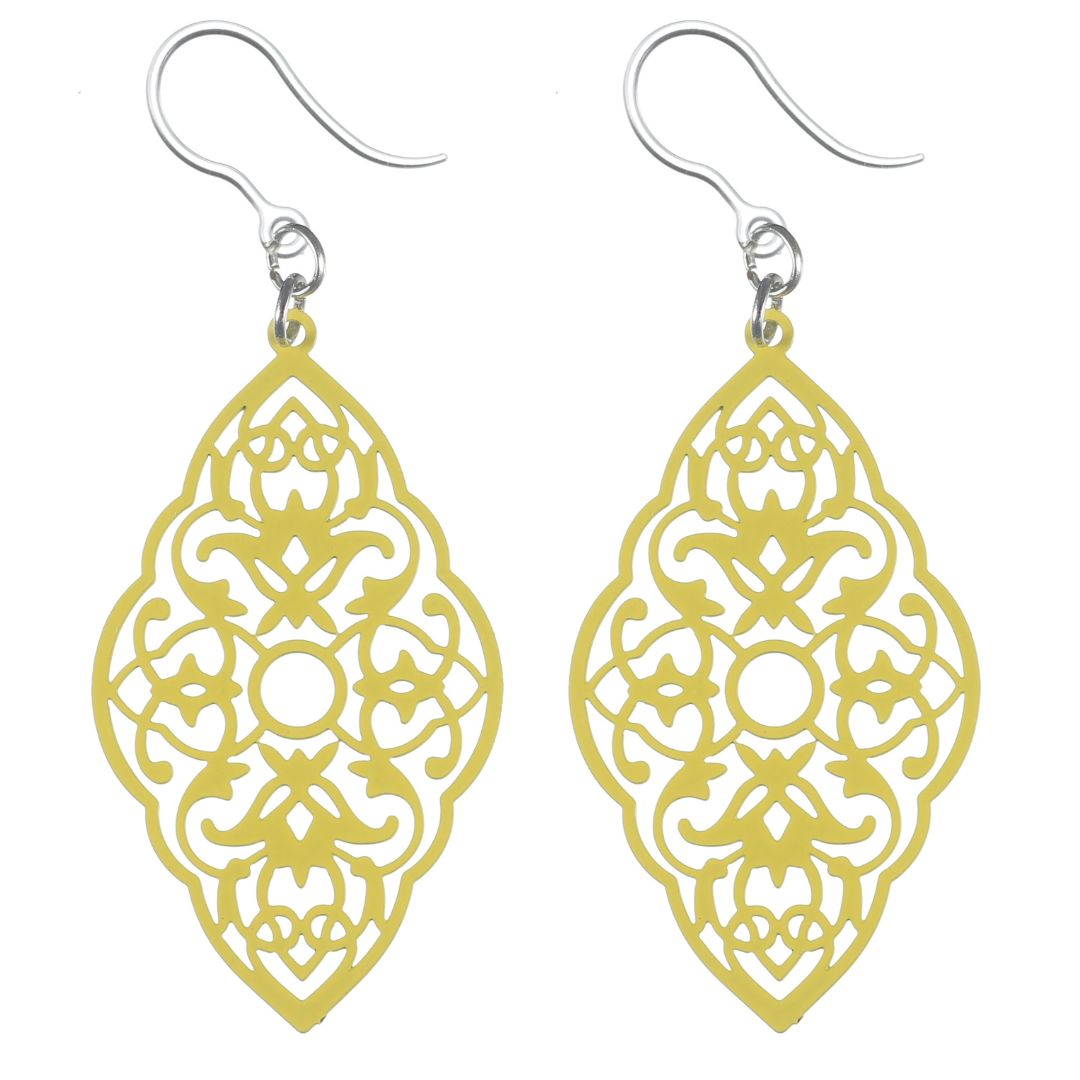 Intricate Diamond Earrings (Dangles) - yellow
