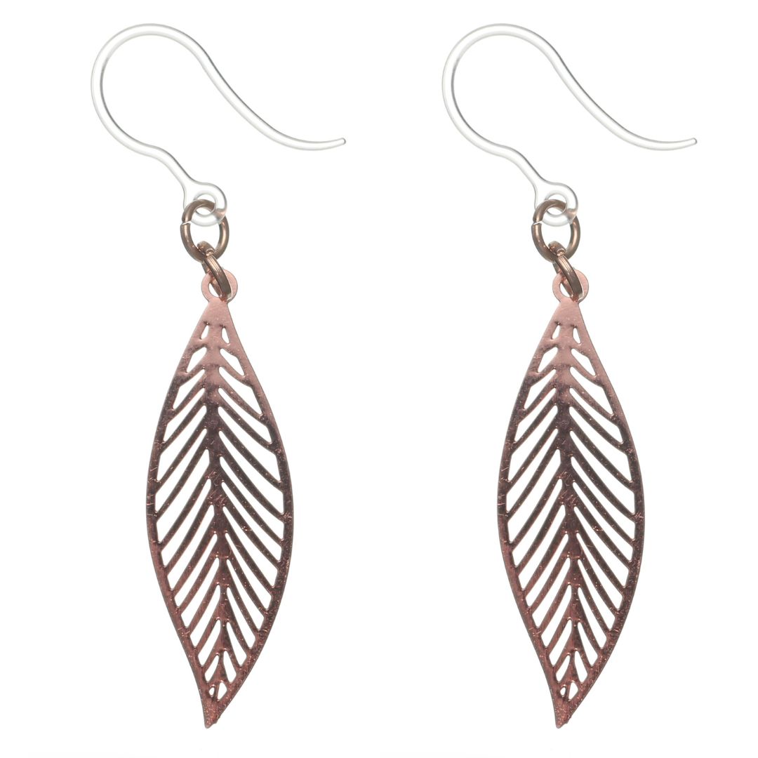Lovely Leaf Earrings (Dangles) - rose gold
