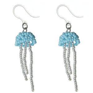 Jellyfish Seed Bead Earrings (Dangles) - blue