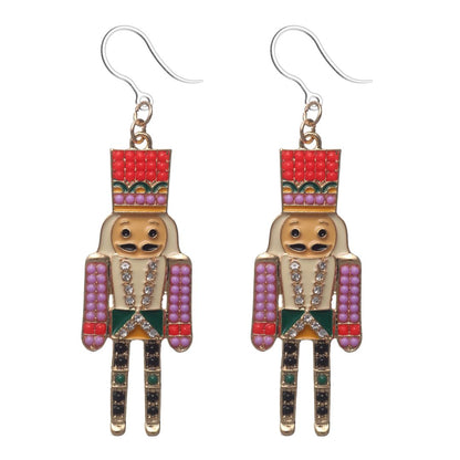 Exaggerated Jeweled Nutcracker Dangles