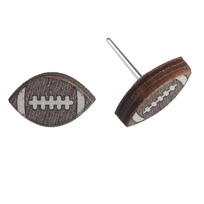 Wooden Football Earrings (Studs) - ball