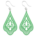Frilly Teardrop Earrings (Dangles) - green