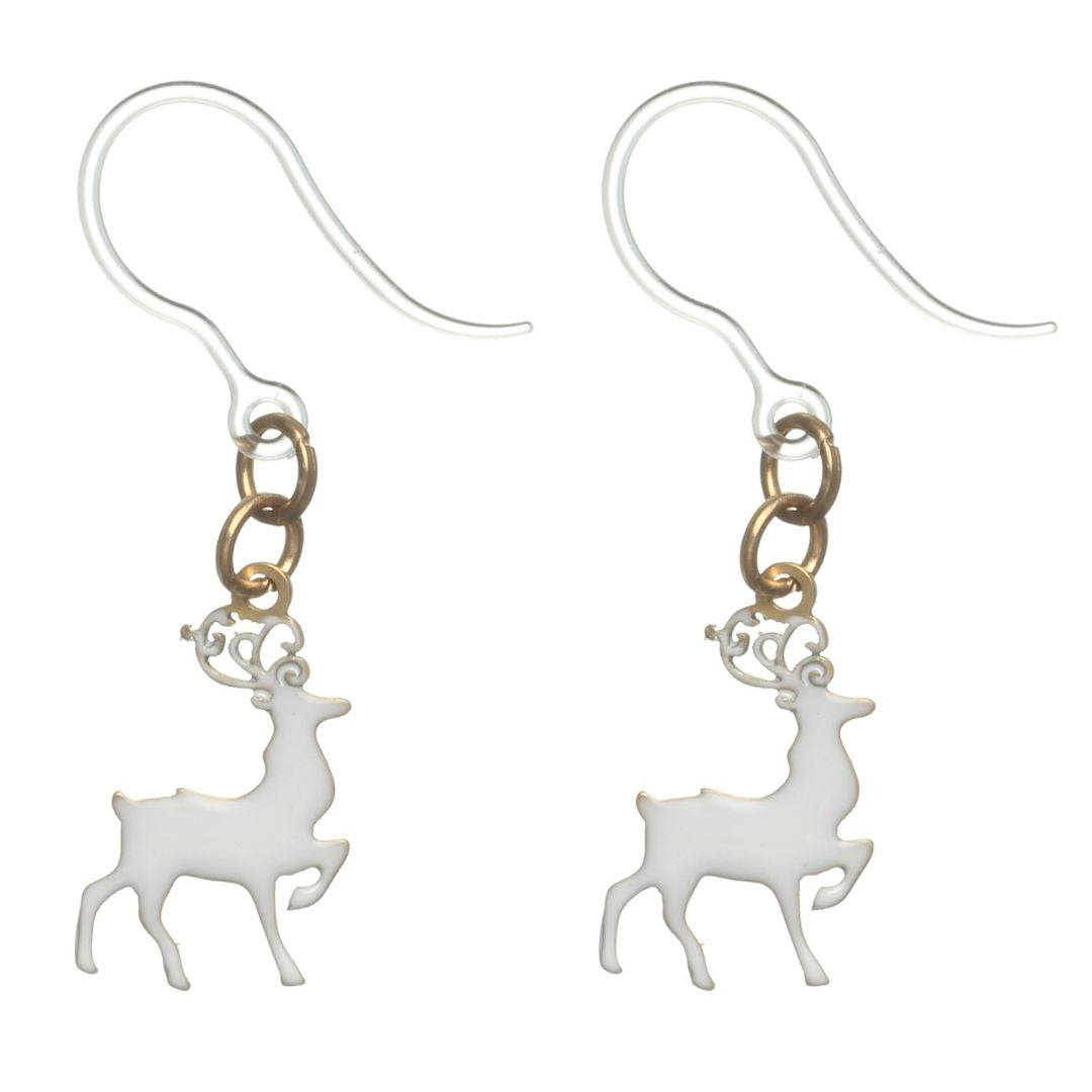 Painted Reindeer Earrings (Dangles) - white