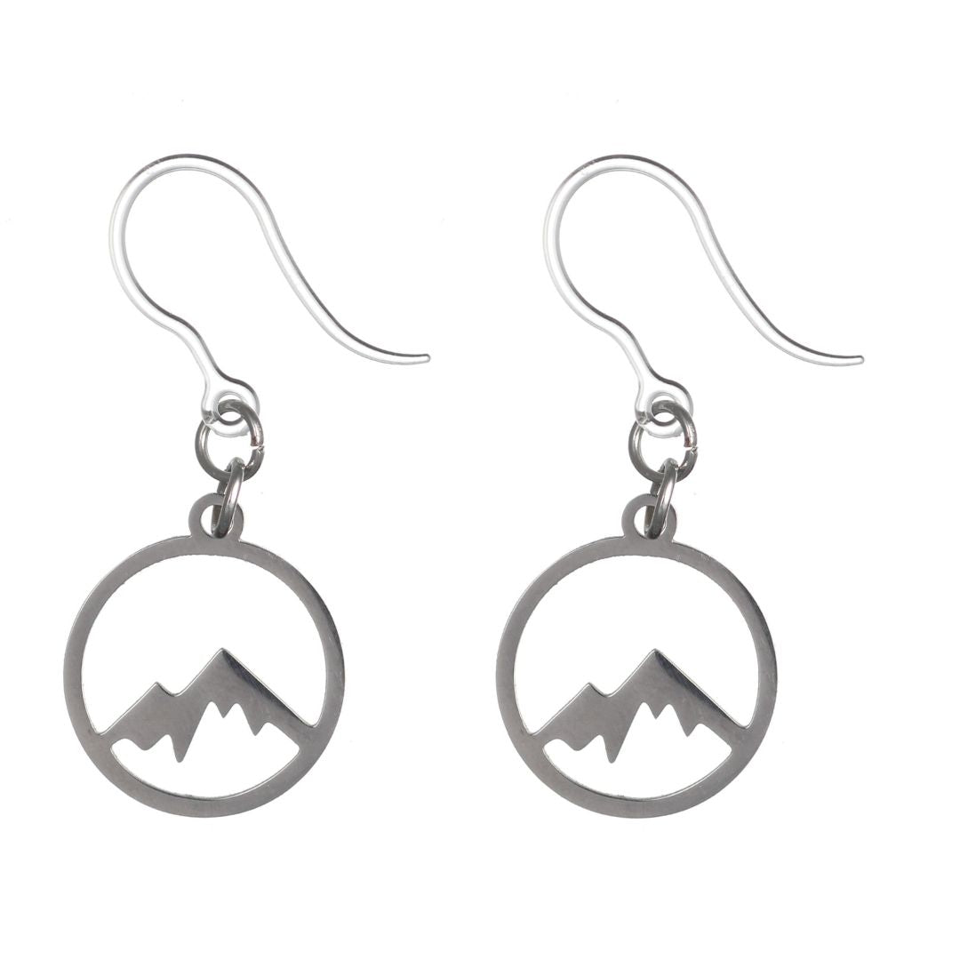 Metallic Mountain Earrings (Dangles) - silver
