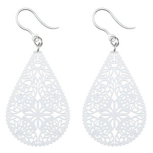 Lacey Teardrop Earrings (Dangles) - white