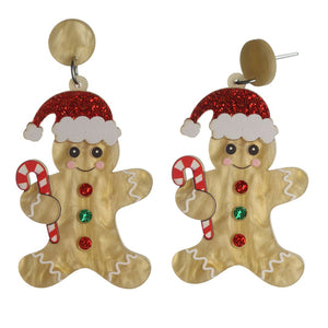 Exaggerated Gingerbread Man Dangles Hypoallergenic Earrings for Sensitive Ears Made with Plastic Posts