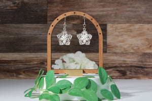 Silver Decorative Flower Dangles Hypoallergenic Earrings for Sensitive Ears with Plastic Posts
