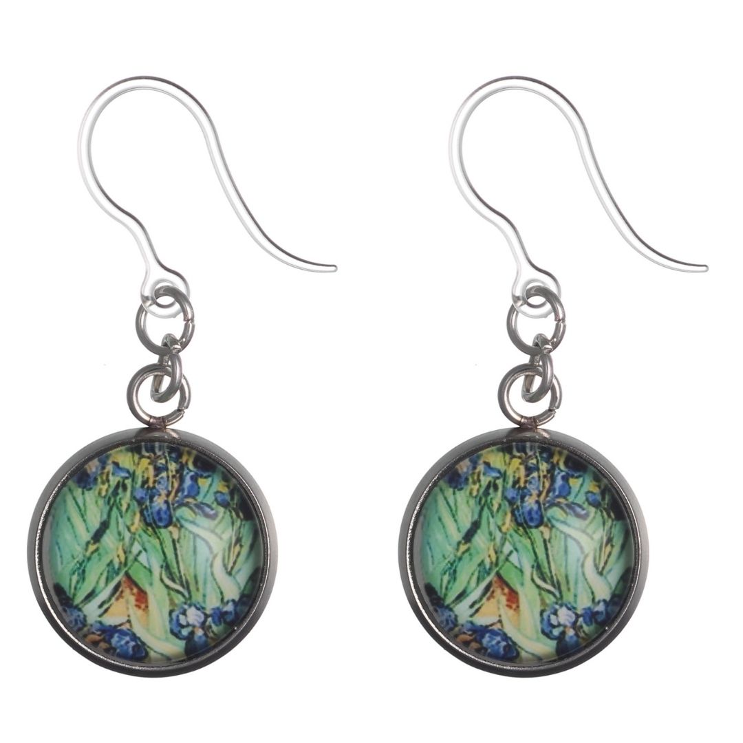 Glass Van Gogh Irises Earrings (Dangles)