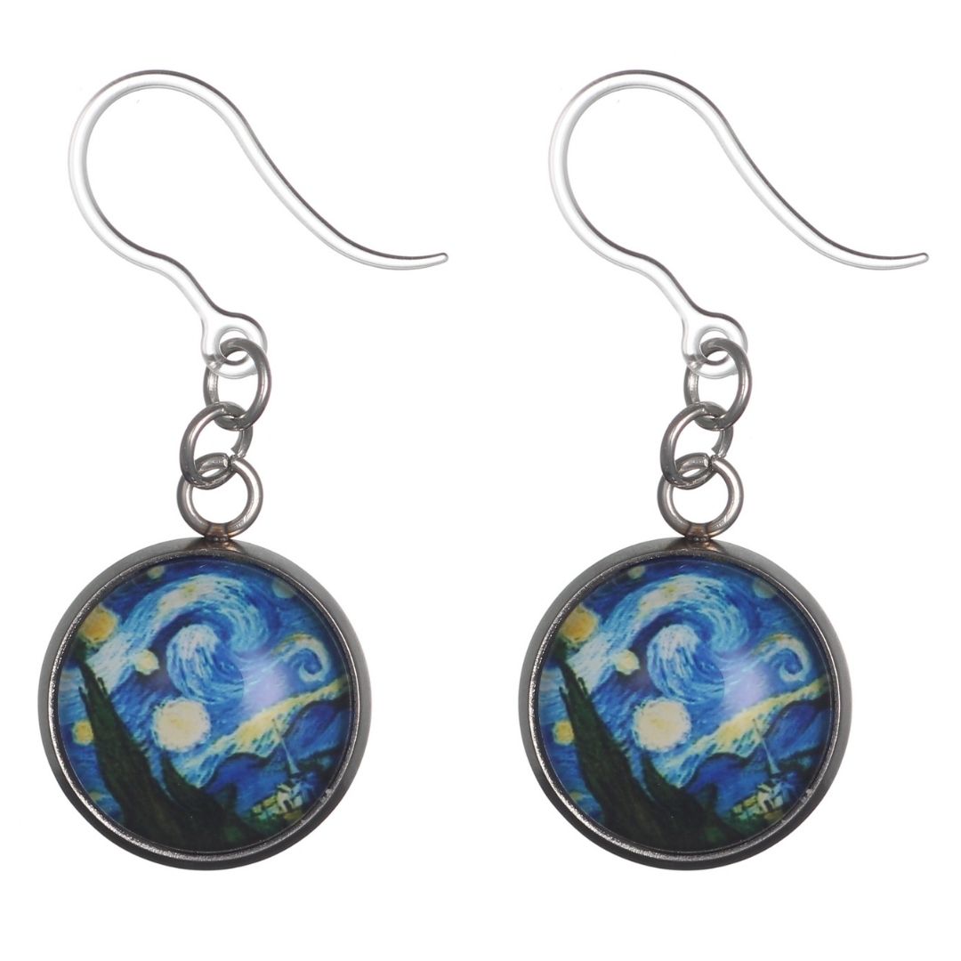 Glass Van Gogh Starry Night Earrings (Dangles)
