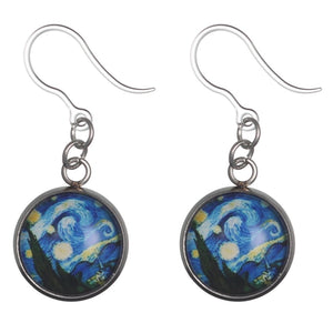 Glass Van Gogh Starry Night Earrings (Dangles)
