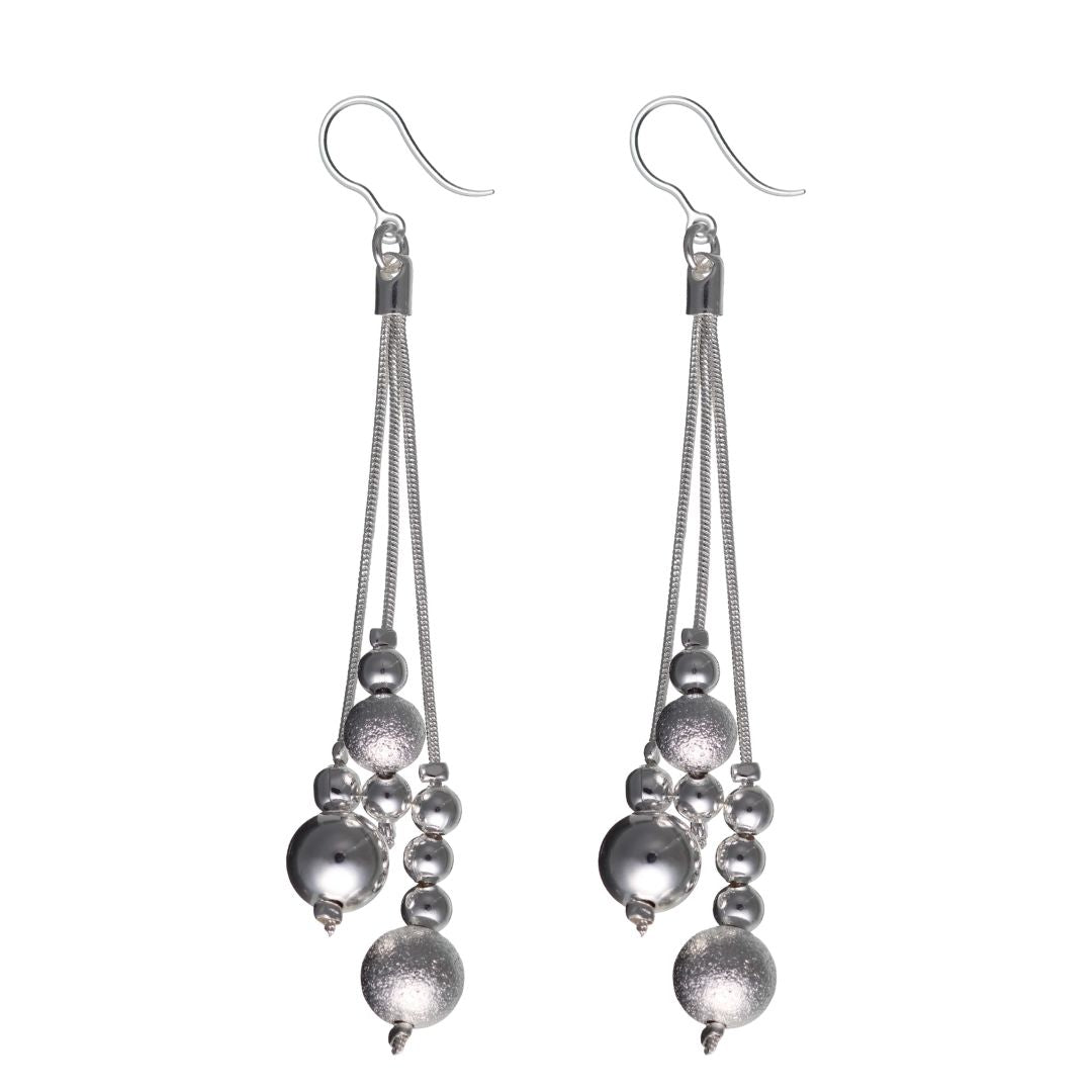 Silver Rope Ball Earrings (Dangles)