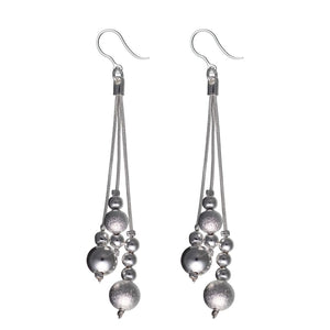 Silver Rope Ball Earrings (Dangles)