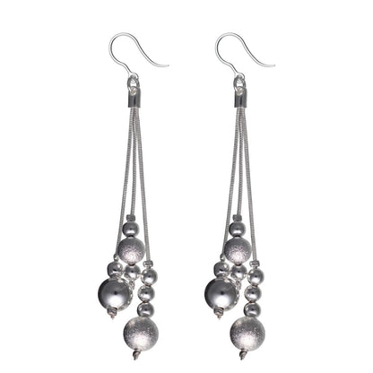 Silver Rope Ball Earrings (Dangles)