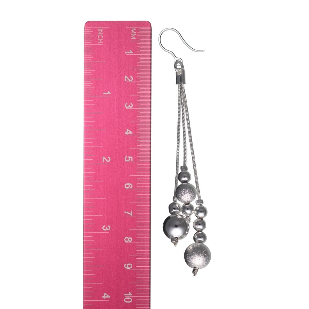 Silver Rope Ball Earrings (Dangles) - size
