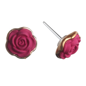 Gold Rimmed Rose Studs