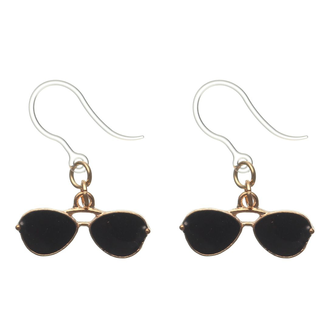 Aviator Sunglasses Dangles Hypoallergenic Earrings for Sensitive Ears Made with Plastic Posts