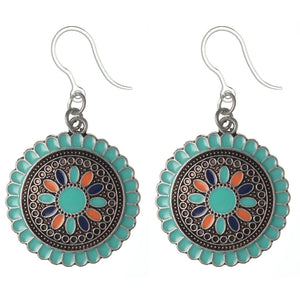 Aztec Stone Flower Dangles Hypoallergenic Earrings for Sensitive Ears Made with Plastic Posts