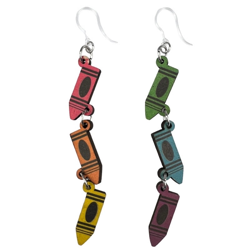 Colorful Crayon Earrings (Dangles)