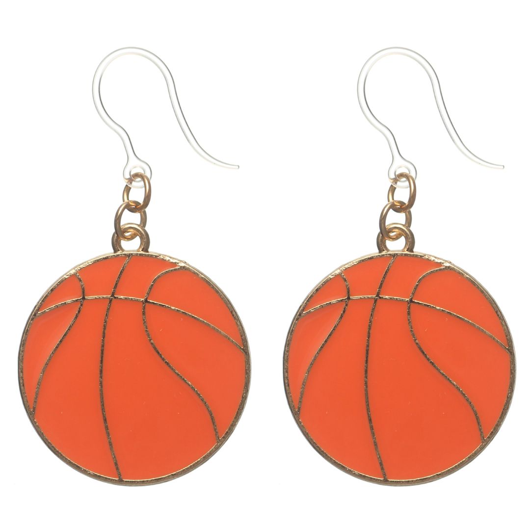 Basketball Dangles Hypoallergenic Earrings for Sensitive Ears Made with Plastic Posts