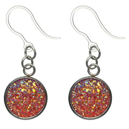 Bezel Faux Druzy Earrings (Dangles)