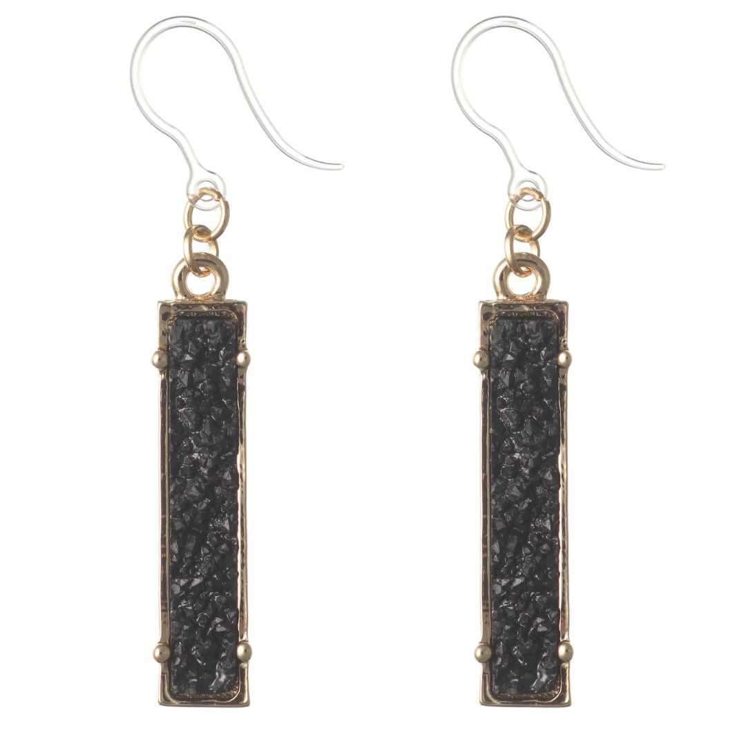 Faux Druzy Bar Dangles Hypoallergenic Earrings for Sensitive Ears with Plastic Posts