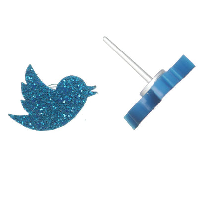 Blue Bird Studs Hypoallergenic Earrings for Sensitive Ears Made with Plastic Posts