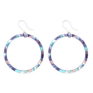 Multicolor Celluloid Hoop Dangles Hypoallergenic Earrings for Sensitive Ears Made with Plastic Posts