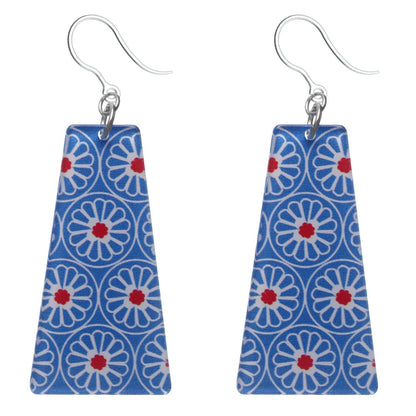 Daisy Tile Earrings (Dangles) - blue