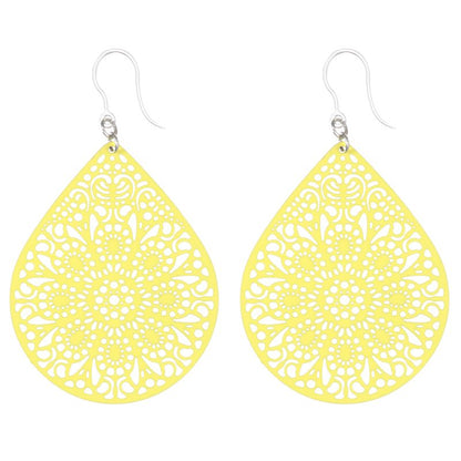 Joyful Tear Earrings (Dangles) - bright yellow