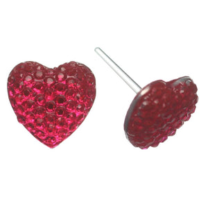 Bubble Heart Studs Hypoallergenic Earrings for Sensitive Ears Made with Plastic Posts