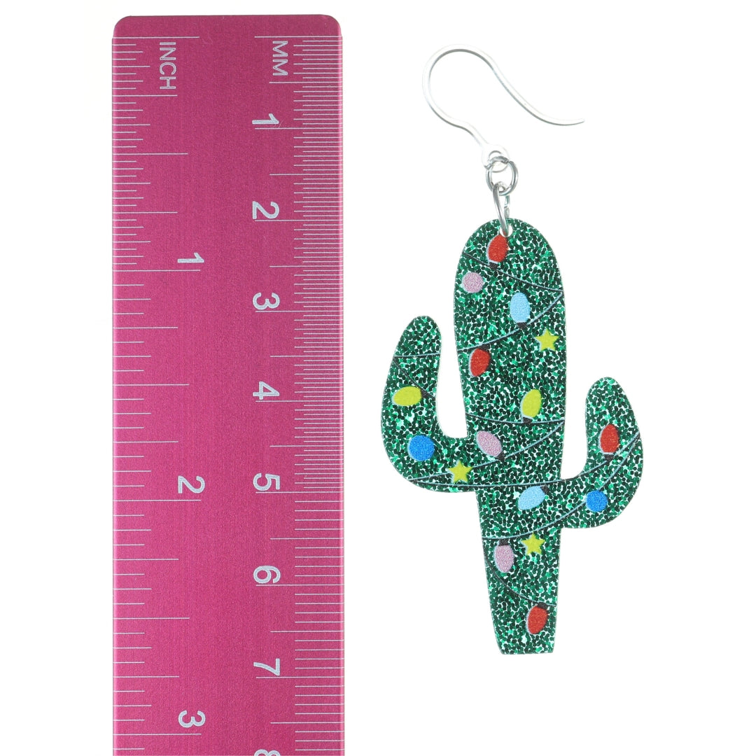 Exaggerated Christmas Cactus Earrings (Dangles) - size