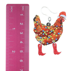 Exaggerated Christmas Chicken Earrings (Dangles) - size