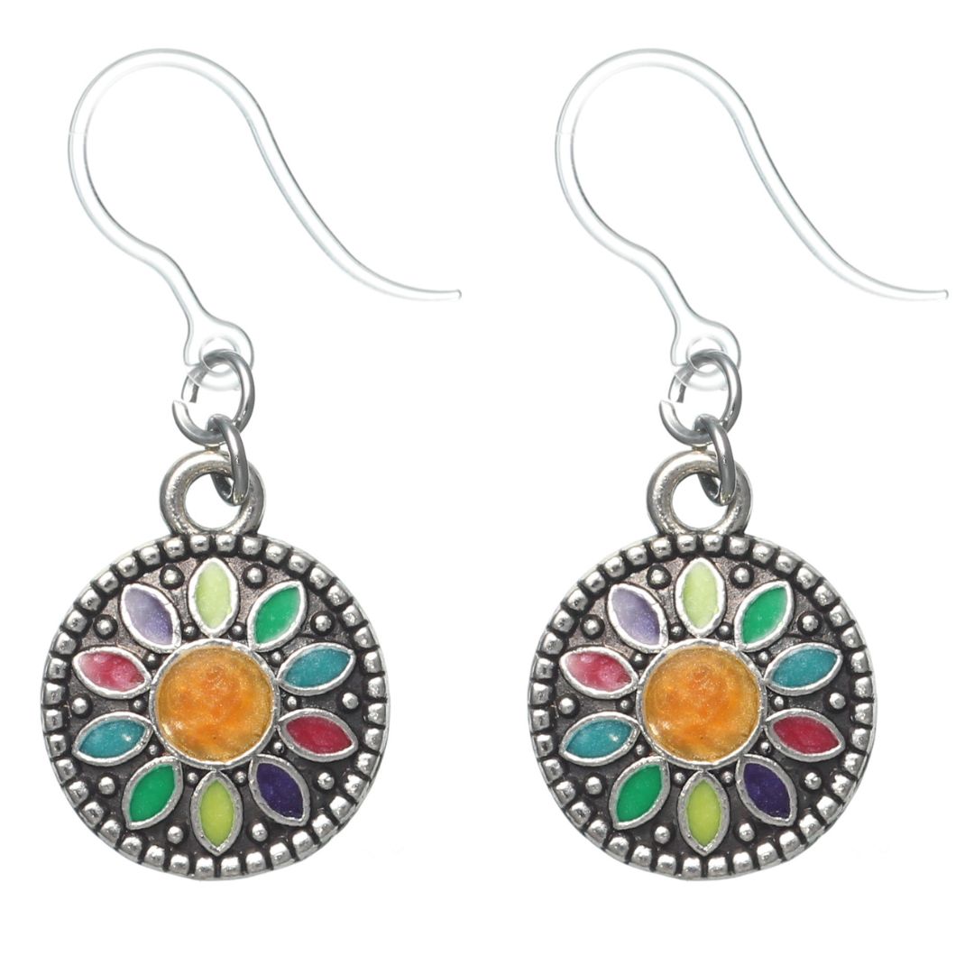 Dainty Flower Drop Earrings (Dangles) - multicolor