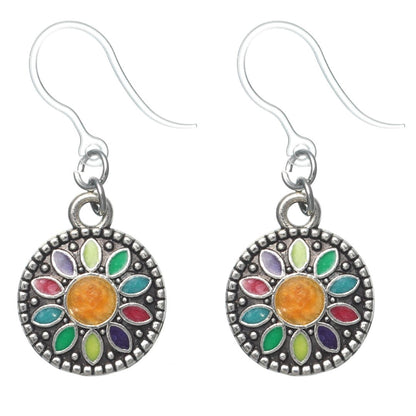 Dainty Flower Drop Earrings (Dangles) - multicolor