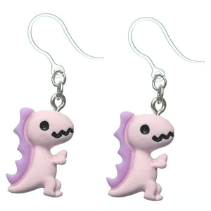 Colorful T-Rex Dangles Hypoallergenic Earrings for Sensitive Ears Made with Plastic Posts