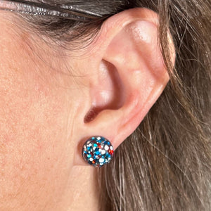 Patriotic Confetti Button Studs