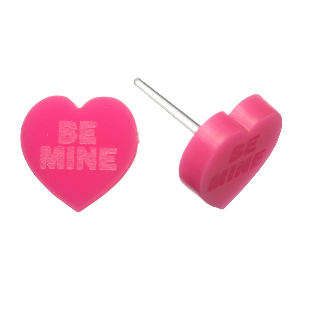 Conversation Hearts Studs Hypoallergenic Earrings for Sensitive Ears Made with Plastic Posts