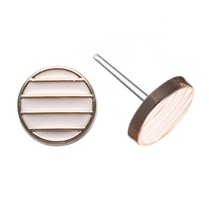 Gold Rimmed Stripe Studs Hypoallergenic Earrings for Sensitive Ears Made with Plastic Posts