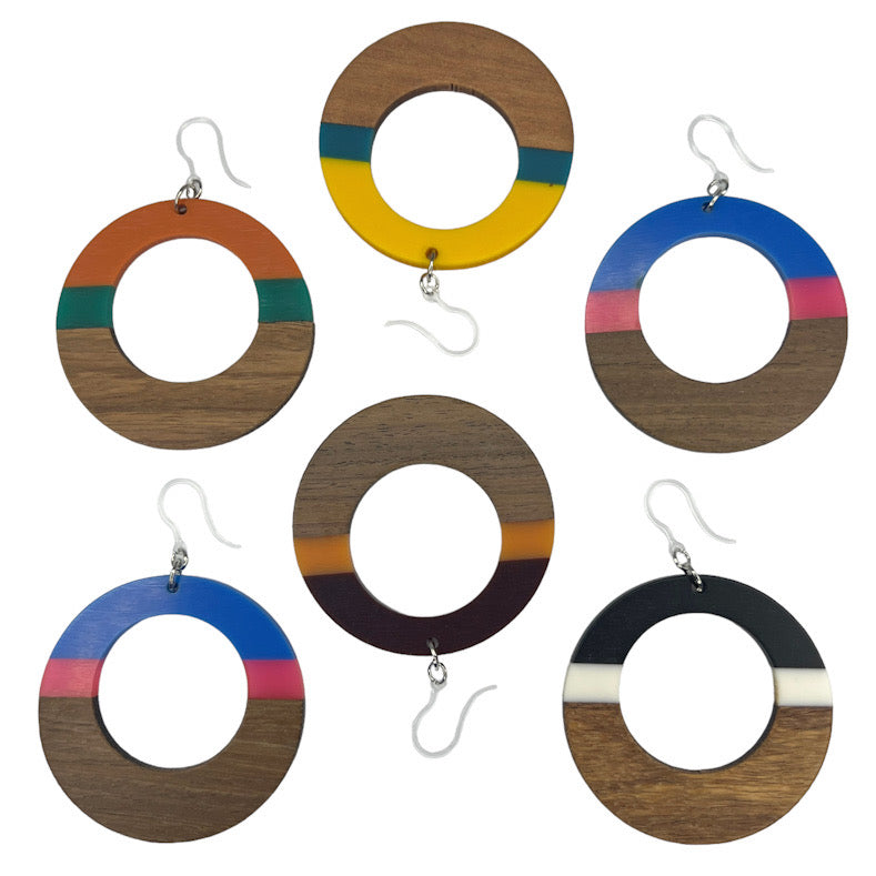 Exaggerated Wooden Celluloid Earrings (Dangles) - all colors