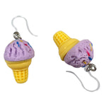 Sprinkle Ice Cream Cone Earrings (Dangles) - purple
