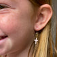Gold Rimmed Cross Dangles Hypoallergenic Earrings for Sensitive Ears Made with Plastic Posts