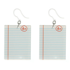 Exaggerated Notebook Paper Dangles Hypoallergenic Earrings for Sensitive Ears Made with Plastic Posts