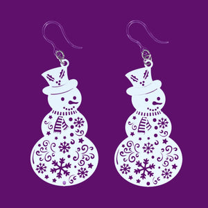 Decorative Snowman Dangles Hypoallergenic Earrings for Sensitive Ears Made with Plastic Posts