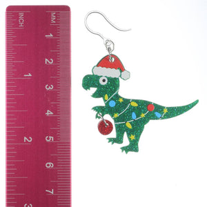 Exaggerated Christmas T-Rex Earrings (Dangles) - size