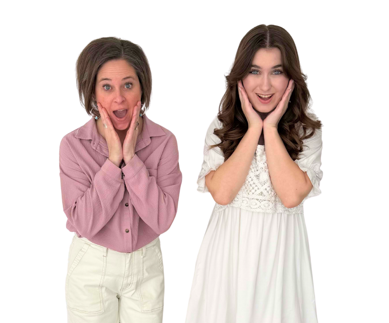 Emma and Sarah excited about finding hypoallergenic earrings that actually work