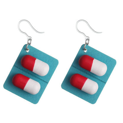 Exaggerated Capsule Dangles Hypoallergenic Earrings for Sensitive Ears Made with Plastic Posts