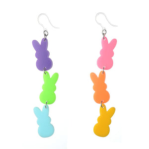 Exaggerated Colorful Bunnies Dangles Hypoallergenic Earrings for Sensitive Ears Made with Plastic Posts